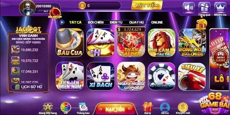 Cổng 68 Game Bài vô số trò chơi hot